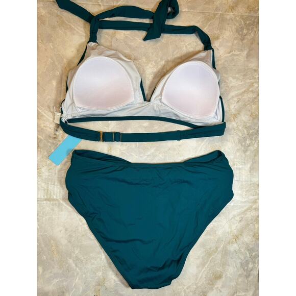 NWT YONIQUE Teal Twist-Front Bikini Set – Size M - Picture 2 of 7